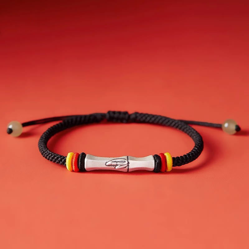 999 Sterling Silver Red String Bamboo Enlightenment Bracelet