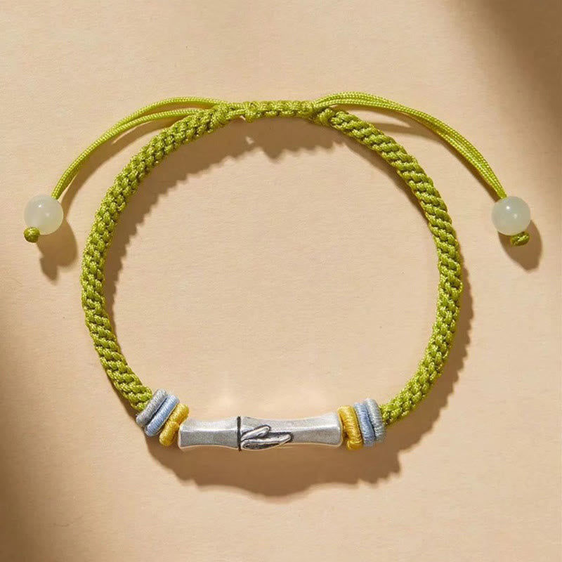 999 Sterling Silver Red String Bamboo Enlightenment Bracelet