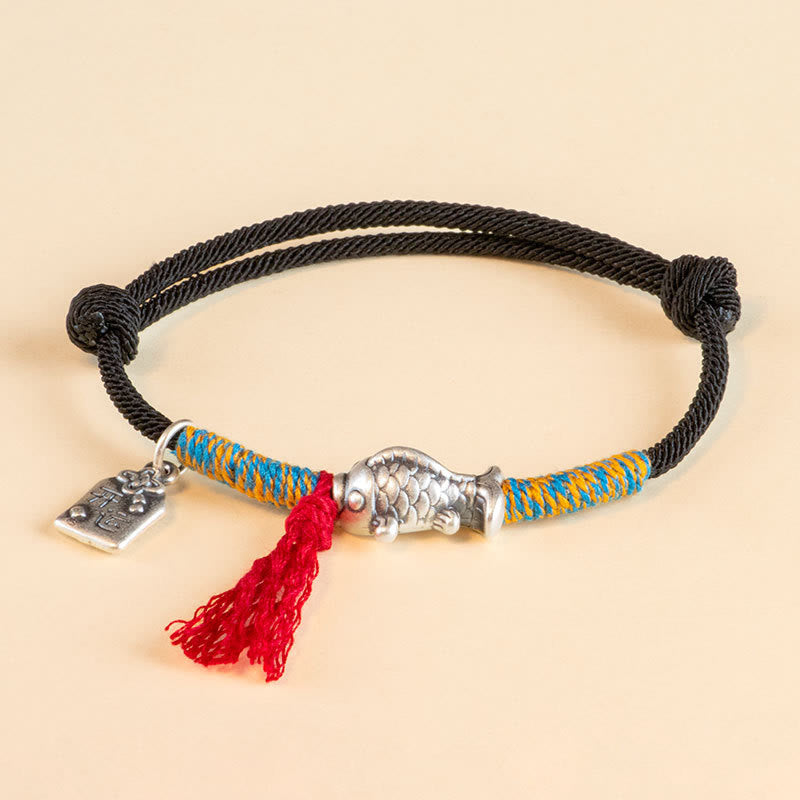 999 Sterling Silver Red String Lucky Koi Fish Protection Bracelet