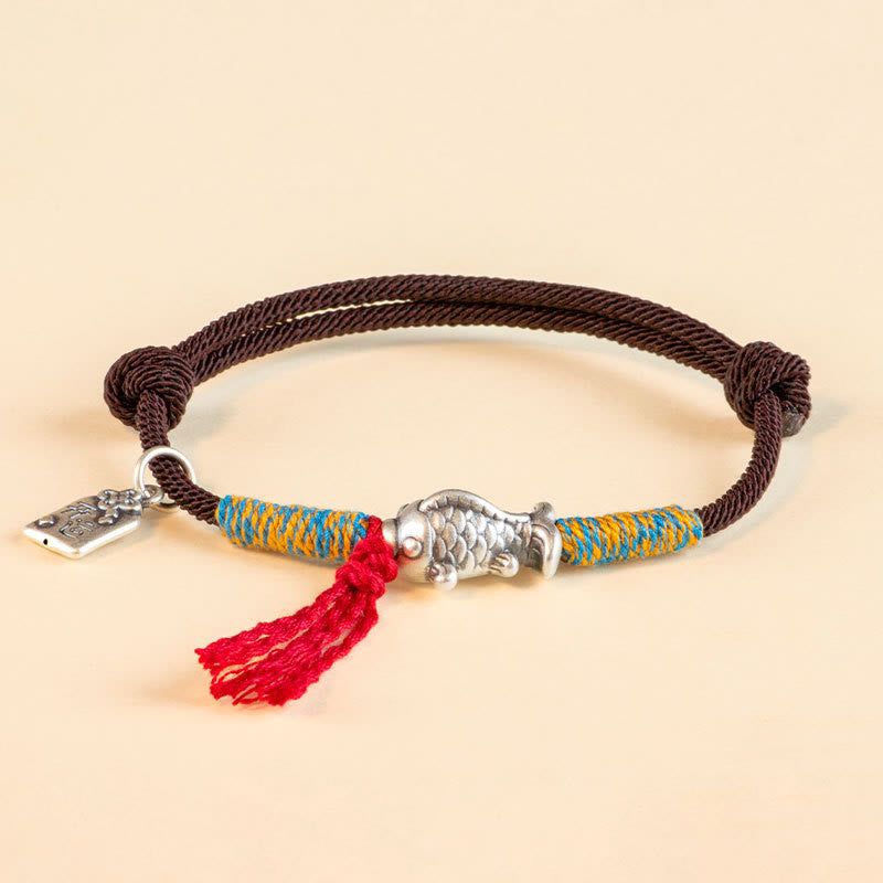 999 Sterling Silver Red String Lucky Koi Fish Protection Bracelet