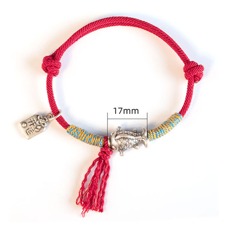 999 Sterling Silver Red String Lucky Koi Fish Protection Bracelet