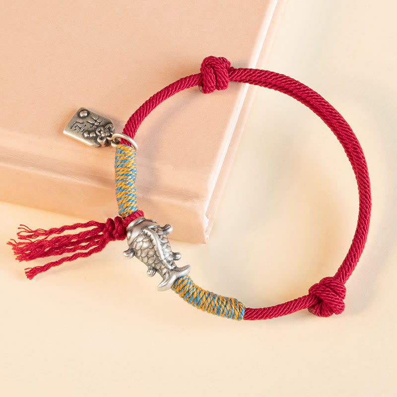 999 Sterling Silver Red String Lucky Koi Fish Protection Bracelet