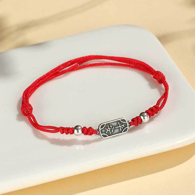 Handmade 925 Sterling Silver Peace And Joy Safe Well Protection Braided Bracelet