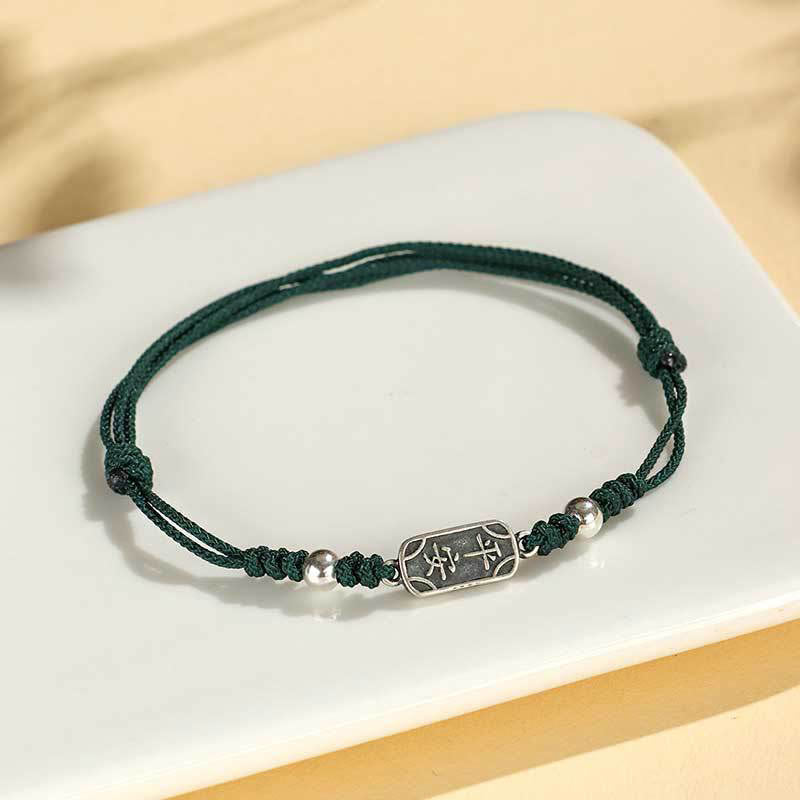 Handmade 925 Sterling Silver Peace And Joy Safe Well Protection Braided Bracelet