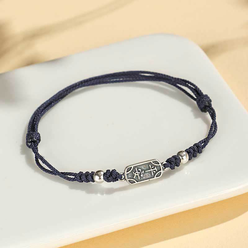 Handmade 925 Sterling Silver Peace And Joy Safe Well Protection Braided Bracelet