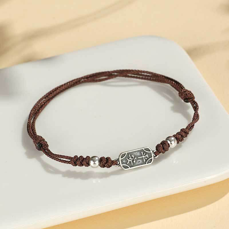 Handmade 925 Sterling Silver Peace And Joy Safe Well Protection Braided Bracelet