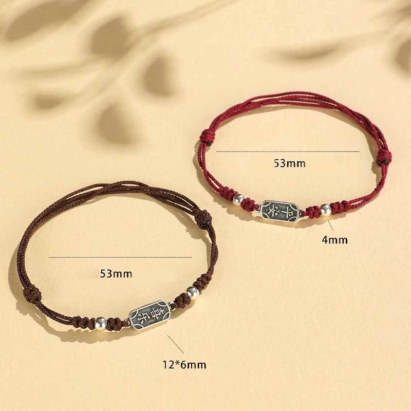 Handmade 925 Sterling Silver Peace And Joy Safe Well Protection Braided Bracelet