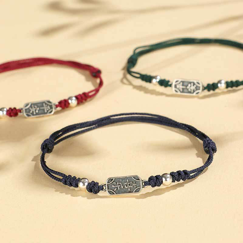 Handmade 925 Sterling Silver Peace And Joy Safe Well Protection Braided Bracelet