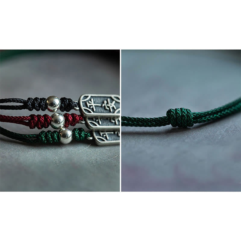 Handmade 925 Sterling Silver Peace And Joy Safe Well Protection Braided Bracelet