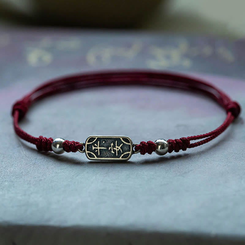 Handmade 925 Sterling Silver Peace And Joy Safe Well Protection Braided Bracelet