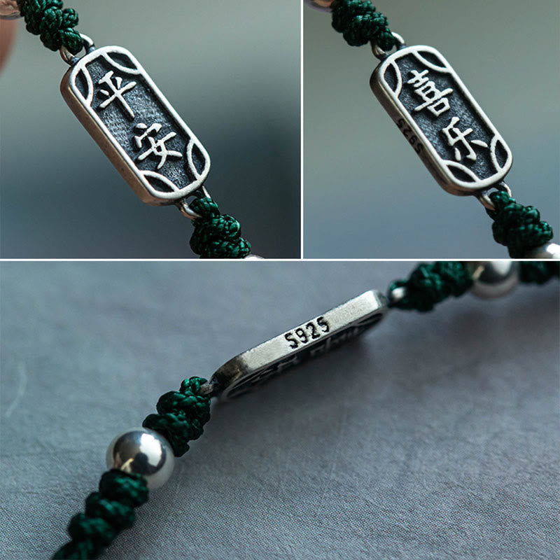 Handmade 925 Sterling Silver Peace And Joy Safe Well Protection Braided Bracelet
