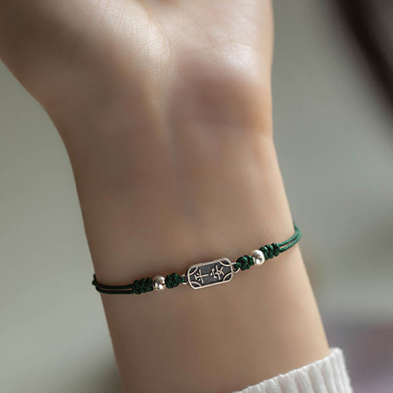 Handmade 925 Sterling Silver Peace And Joy Safe Well Protection Braided Bracelet