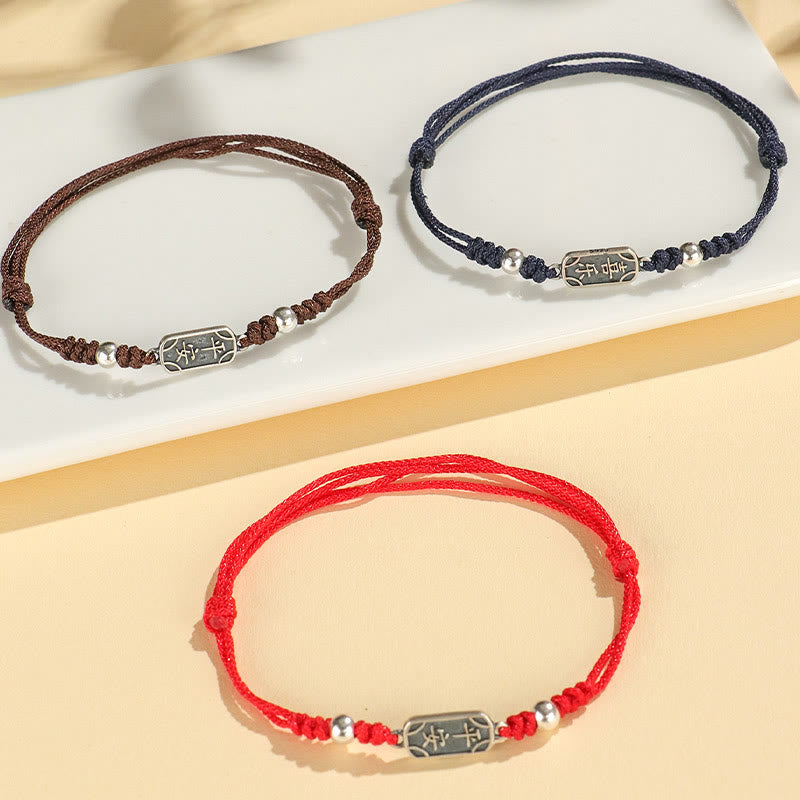 Handmade 925 Sterling Silver Peace And Joy Safe Well Protection Braided Bracelet