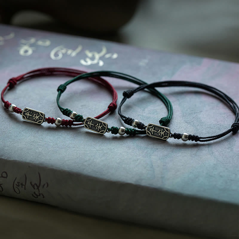 Handmade 925 Sterling Silver Peace And Joy Safe Well Protection Braided Bracelet