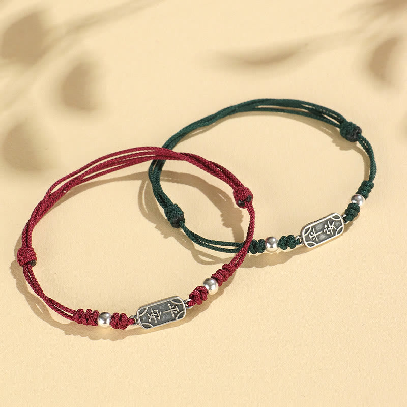 Handmade 925 Sterling Silver Peace And Joy Safe Well Protection Braided Bracelet