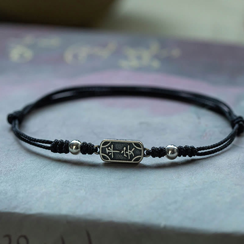 Handmade 925 Sterling Silver Peace And Joy Safe Well Protection Braided Bracelet