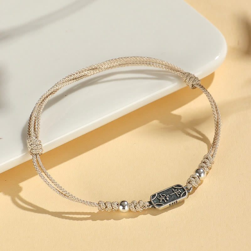 Handmade 925 Sterling Silver Peace And Joy Safe Well Protection Braided Bracelet