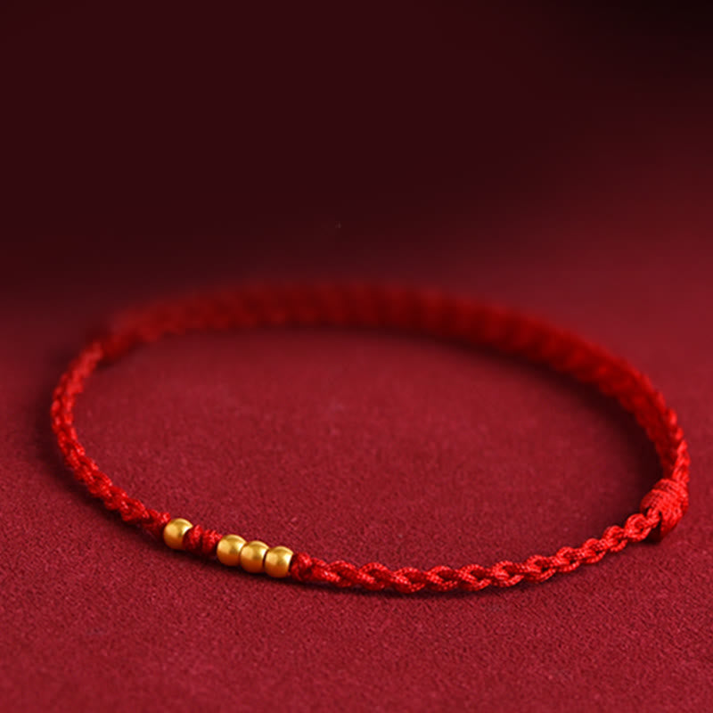 999 Gold Beads Luck Braided Protection Couple Bracelet