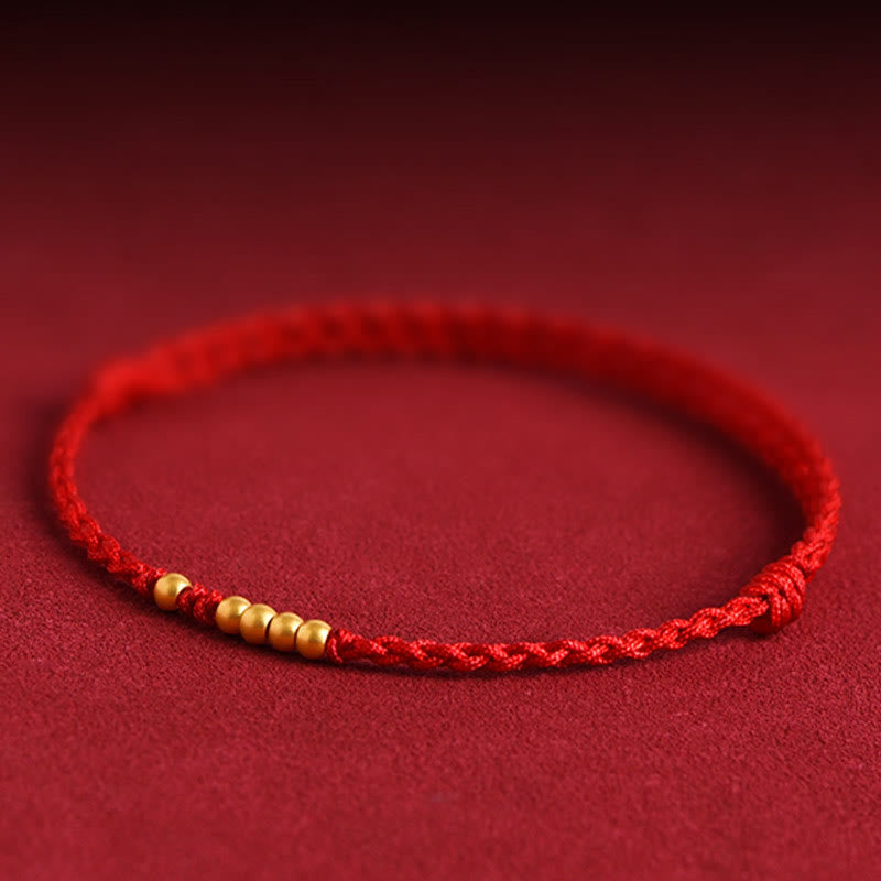 999 Gold Beads Luck Braided Protection Couple Bracelet