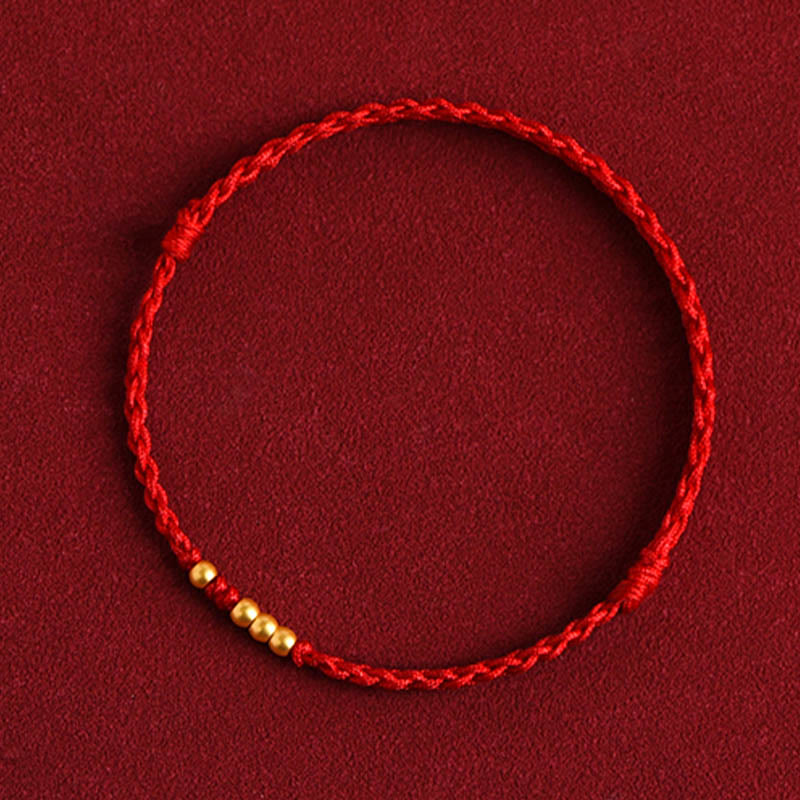 999 Gold Beads Luck Braided Protection Couple Bracelet