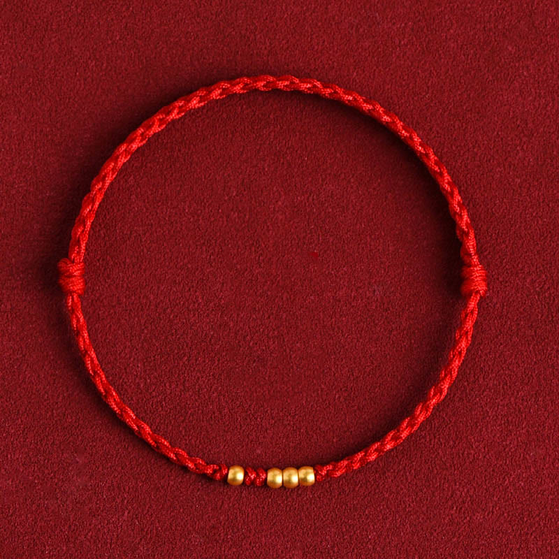 999 Gold Beads Luck Braided Protection Couple Bracelet
