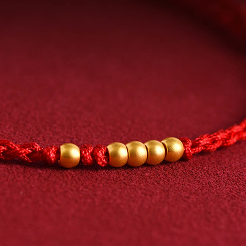 999 Gold Beads Luck Braided Protection Couple Bracelet
