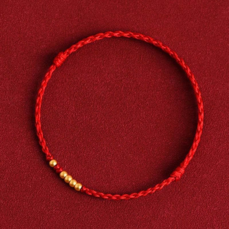 999 Gold Beads Luck Braided Protection Couple Bracelet