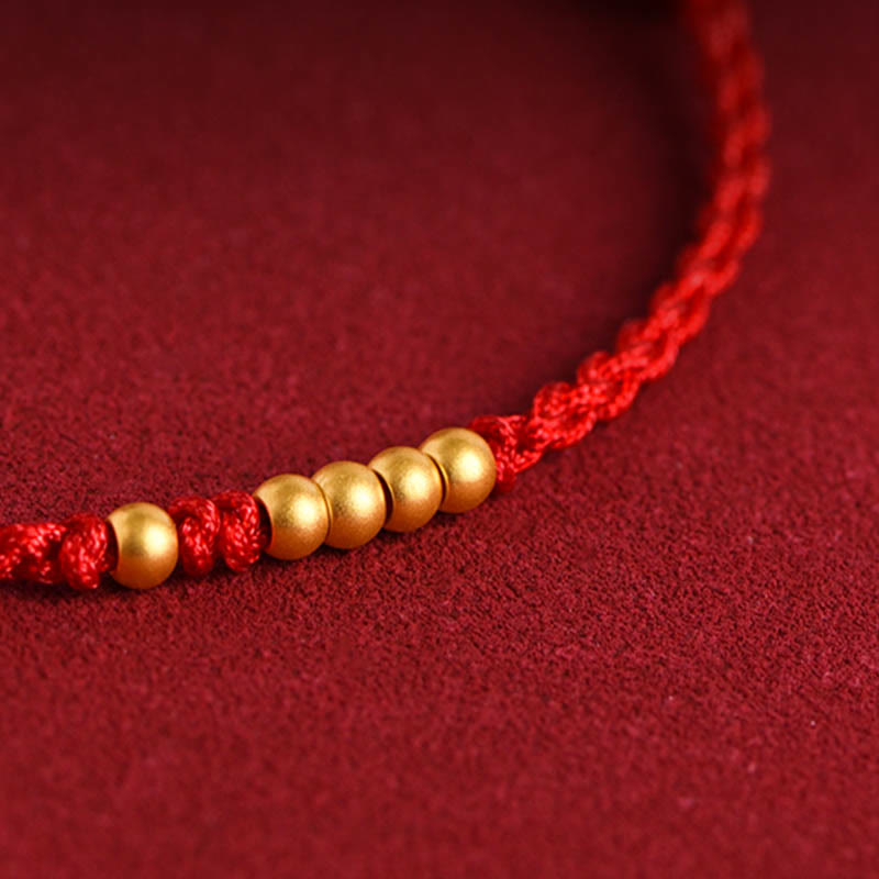 999 Gold Beads Luck Braided Protection Couple Bracelet