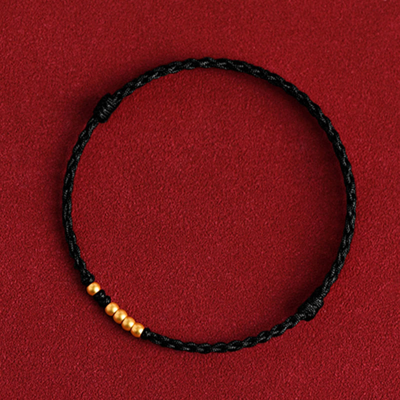 999 Gold Beads Luck Braided Protection Couple Bracelet