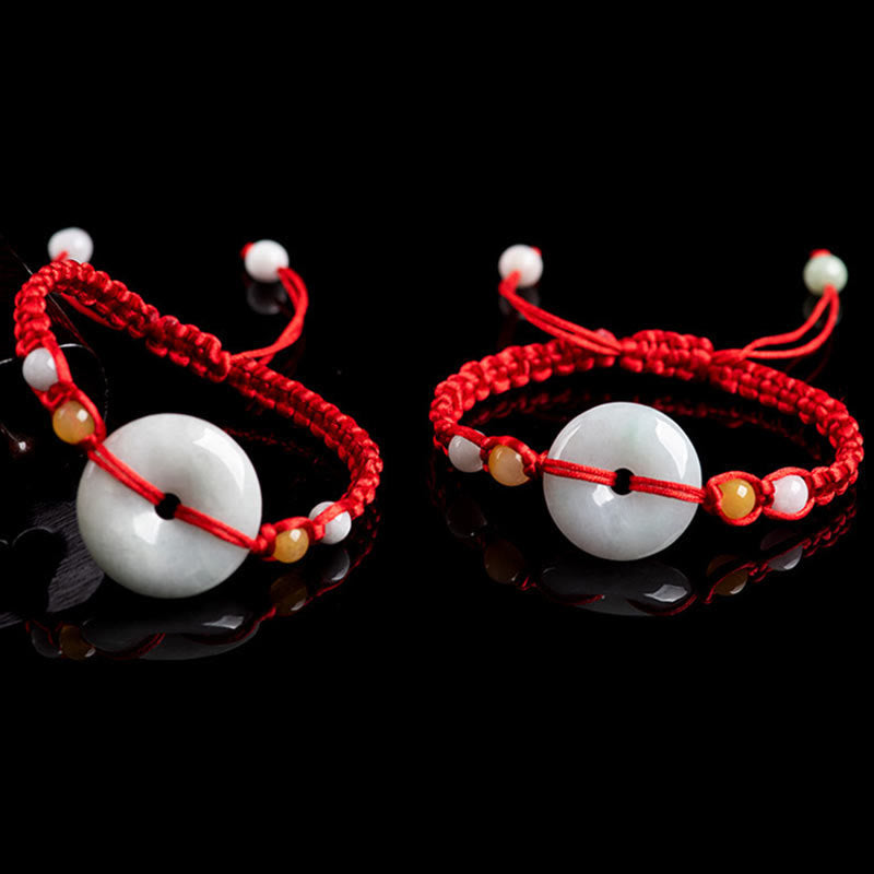 Jade Peace Buckle Luck Red String Bracelet