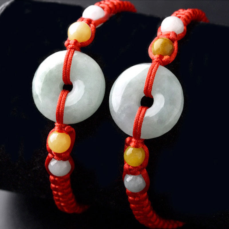 Jade Peace Buckle Luck Red String Bracelet