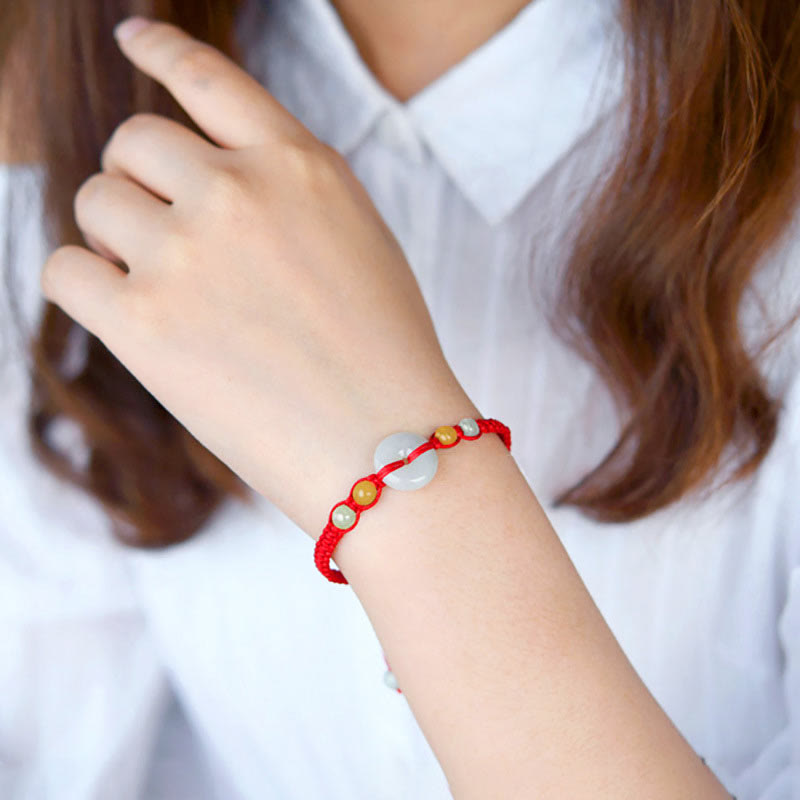 Jade Peace Buckle Luck Red String Bracelet