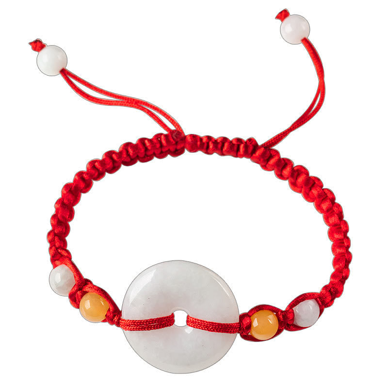 Jade Peace Buckle Luck Red String Bracelet