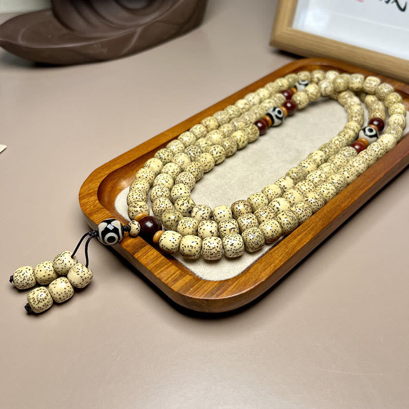 108 Mala Beads Bodhi Seed Dzi Bead Keep Away Evil Spirits Bracelet