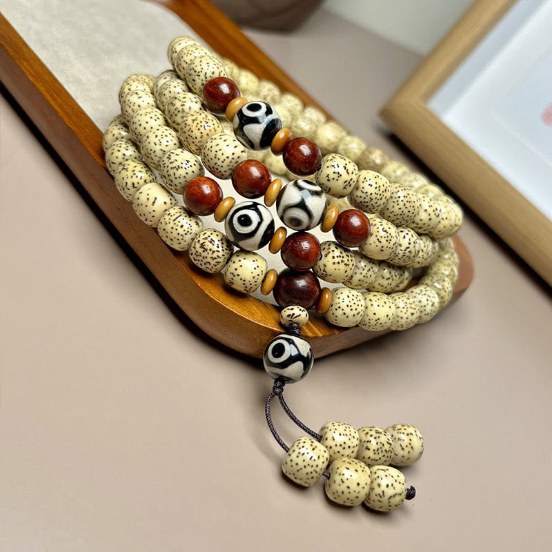 108 Mala Beads Bodhi Seed Dzi Bead Keep Away Evil Spirits Bracelet