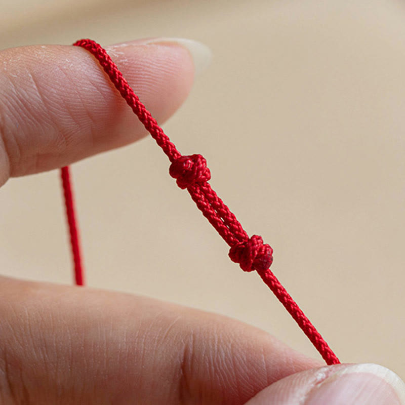 Handmade 925 Sterling Silver Fu Character Red Agate Fortune Braided Ultra-Thin Rope Bracelet