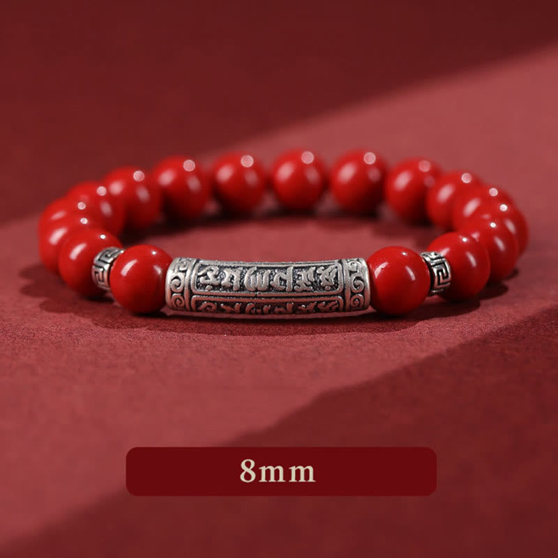 Cinnabar 999 Sterling Silver Six True Words Blessing Bracelet