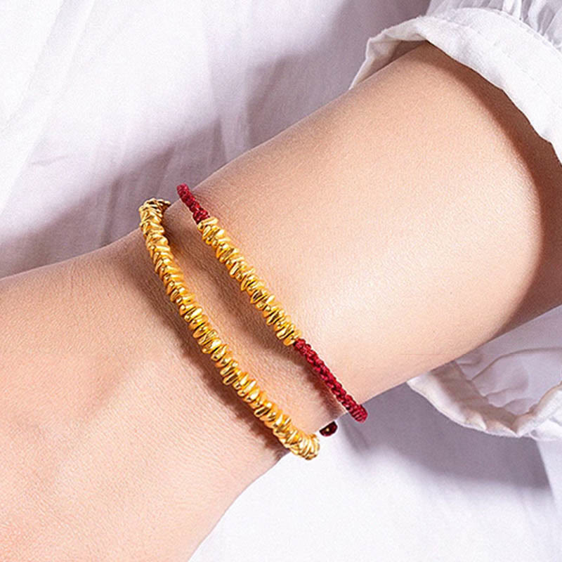 999 Gold Small Gold Pieces Design Handmade Protection Braided Rope Bracelet