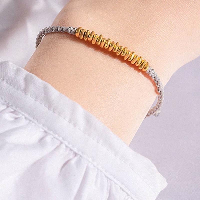 999 Gold Small Gold Pieces Design Handmade Protection Braided Rope Bracelet