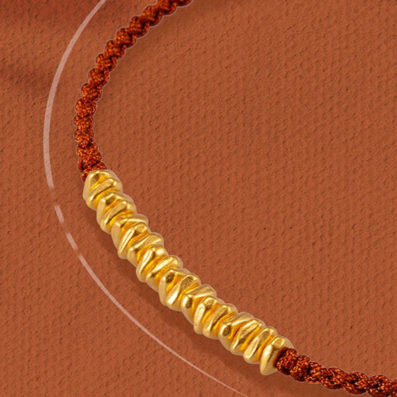 999 Gold Small Gold Pieces Design Handmade Protection Braided Rope Bracelet