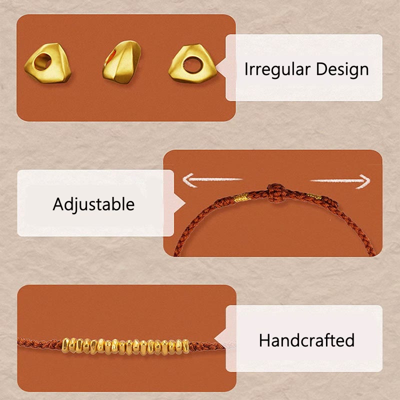 999 Gold Small Gold Pieces Design Handmade Protection Braided Rope Bracelet