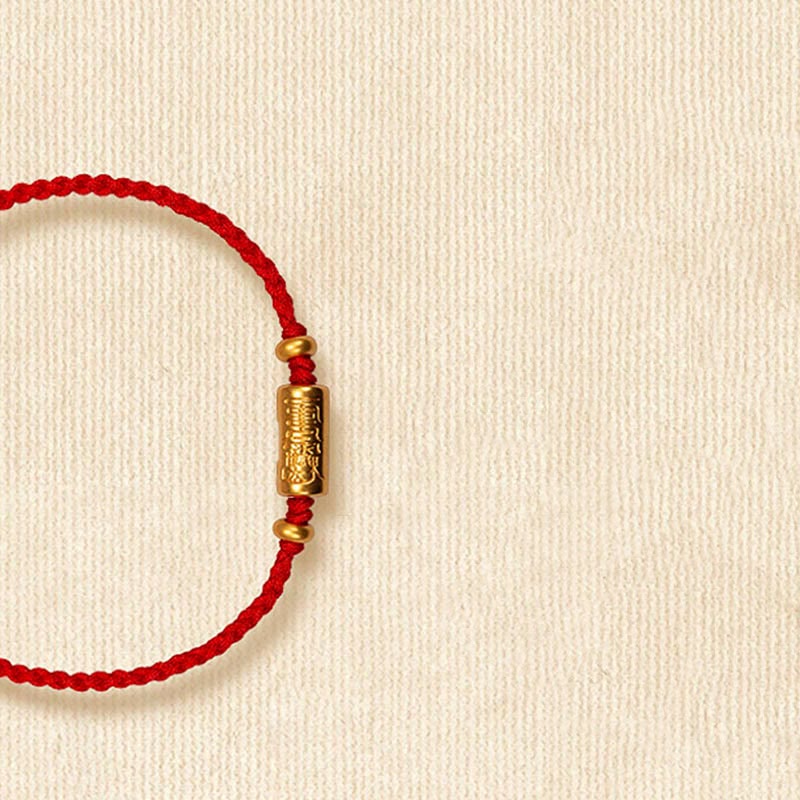 999 Gold Good Luck Amulet Carved Design Handmade Strength Braided Rope Bracelet