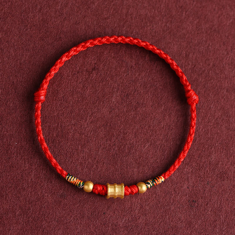 999 Gold Small Bucket Shape Design Handmade Luck Braided Rope Bracelet Anklet