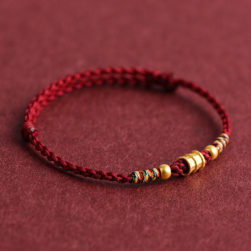 999 Gold Small Bucket Shape Design Handmade Luck Braided Rope Bracelet Anklet