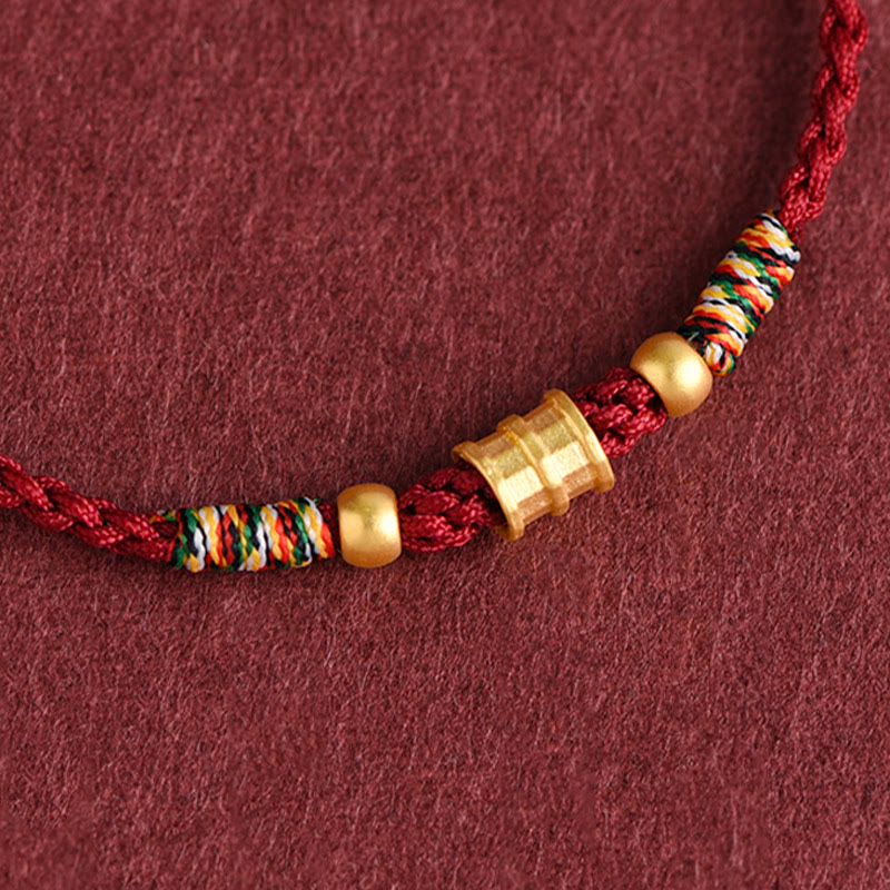 999 Gold Small Bucket Shape Design Handmade Luck Braided Rope Bracelet Anklet