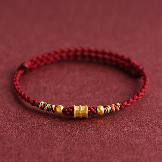 999 Gold Small Bucket Shape Design Handmade Luck Braided Rope Bracelet Anklet
