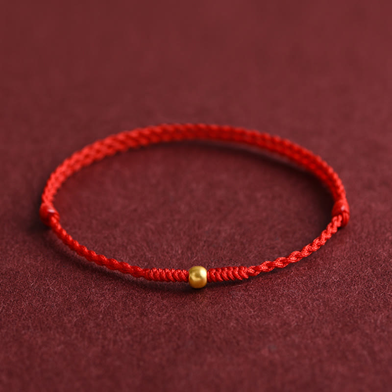999 Gold One Mini Bead Design Handmade Strength Braided Rope Bracelet Anklet