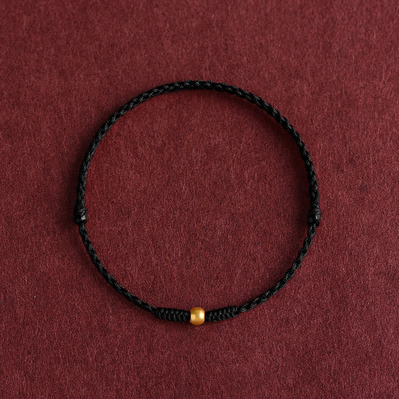 999 Gold One Mini Bead Design Handmade Strength Braided Rope Bracelet Anklet