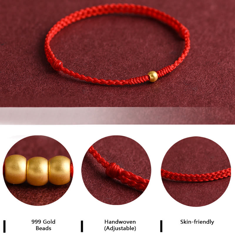 999 Gold One Mini Bead Design Handmade Strength Braided Rope Bracelet Anklet