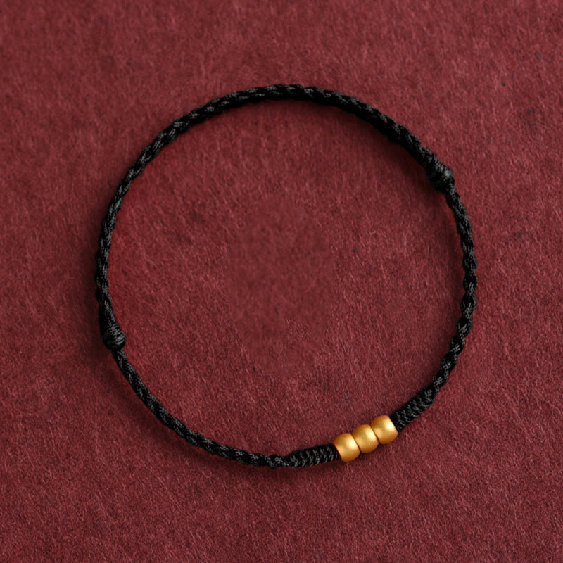 999 Gold One Mini Bead Design Handmade Strength Braided Rope Bracelet Anklet